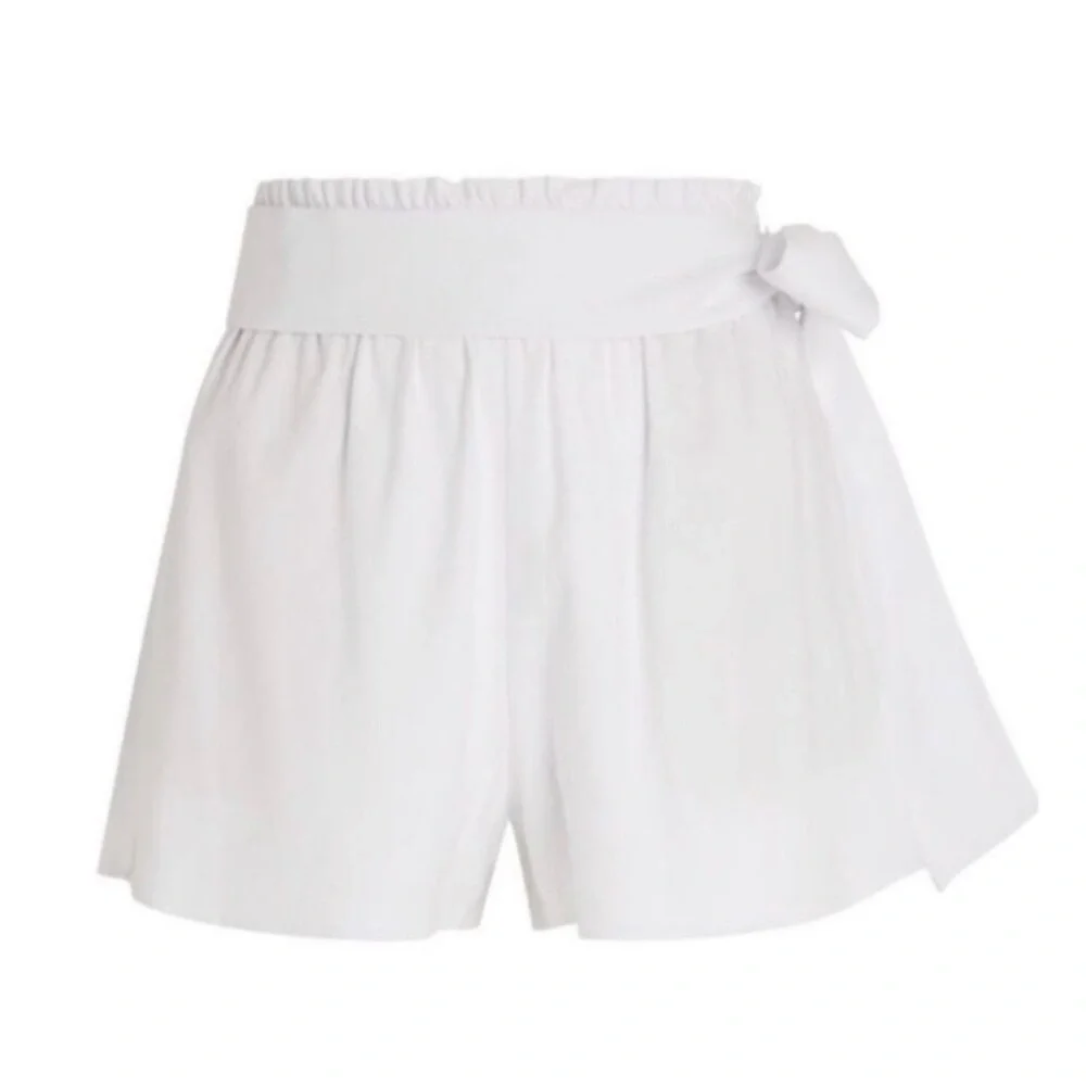 Alice + Olivia Linen Belted Paper Bag Shorts NWT White Medium‎ High Rise Pockets